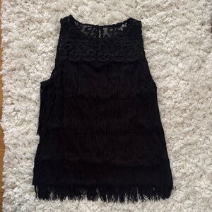 White House Black Market Black Lace Fringe Top